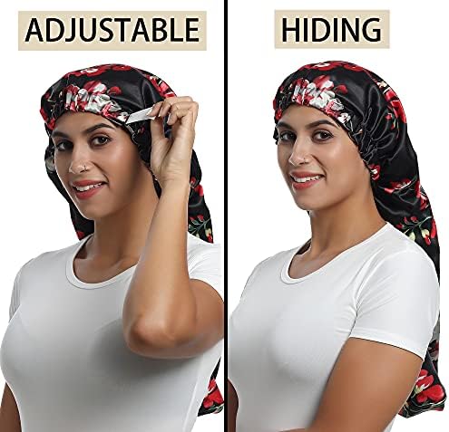 Satin Bonnet Silk Sleep Cap,Hair Bonnet for Braids Curly Hair - Image 4