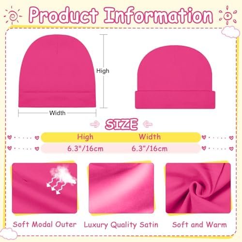 6 Pcs Satin Lined Baby Beanie Newborn - Image 4