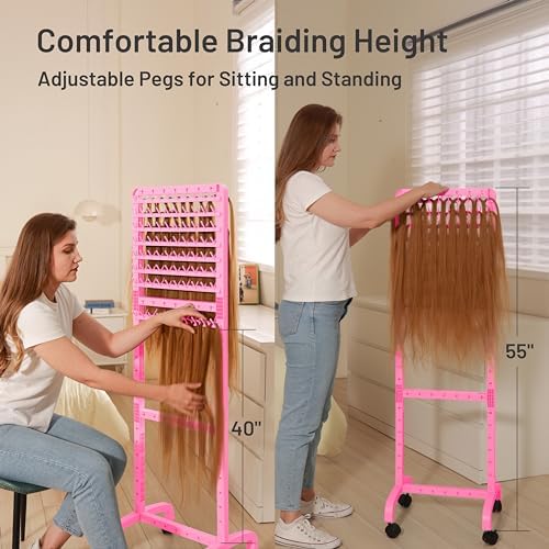 Yumkfoi Adjustable Braiding Hair Rack with 160 Pegs, 2-sided Braid Rack - Image 4