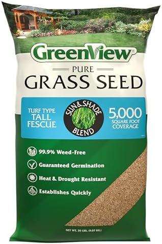 GreenView Turf Type Tall Fescue Grass Seed, Sun & Shade Blend, 20 lb. Bag by GreenView