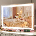 FENNIO Vanity Mirror with Lights 32''x22'' Makeup Mirror with Lights,Lighted Makeup Mirror with 10X Magnification and USB，Smart Touch Screen with 3-Color Lighting,Dimmable（Square Pink） by FENNIOLEDMIRRORS