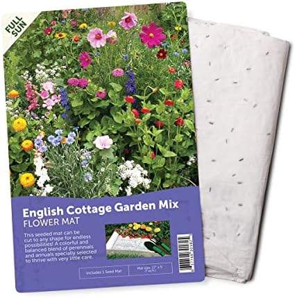 Seed Mat - Easy to Plant and Grow Garden Seeds - Creates Fragrant, Vibrant Flower Garden – Customizable Flower Beds- English Cottage Garden Mat by BloomingBulb