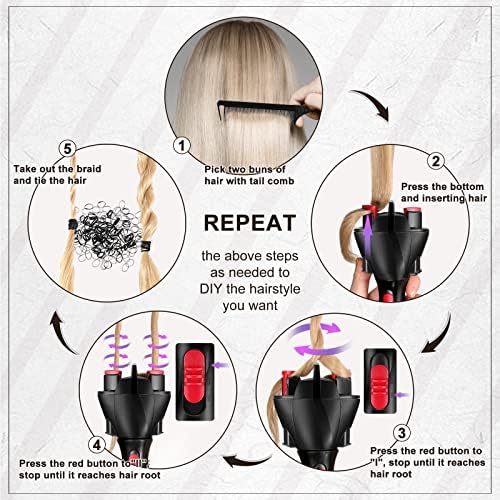 Honoson 7 Pcs Automatic Hair Twister Machine with Comb Clips, Multicolored - Image 5