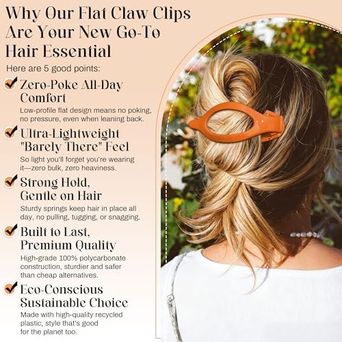 AWAYTR 6Pcs French Flat Hair Clips, Lay Flat Claw Clip for Women - Image 3