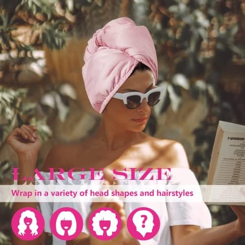 Chloven Large Satin Hair Towel Wrap - Satin Silk Hair Wrap for Sleeping - Image 4