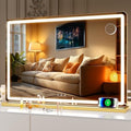 Hasipu Vanity Mirror with Lights, 31.5" x 20" LED Makeup Mirror, Lighted Makeup Mirror with Dimmable 3 Modes, Touch Screen Control Vanity Mirror Round Gold by Whatssuitableisthebest