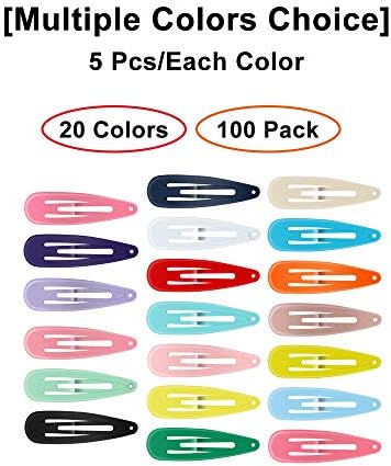 Hair Clips, ECADY (100-Pack 20 Colors) Non-Slip Snap Barrettes for Girls, Women, Kids - 2 Inch - Image 3
