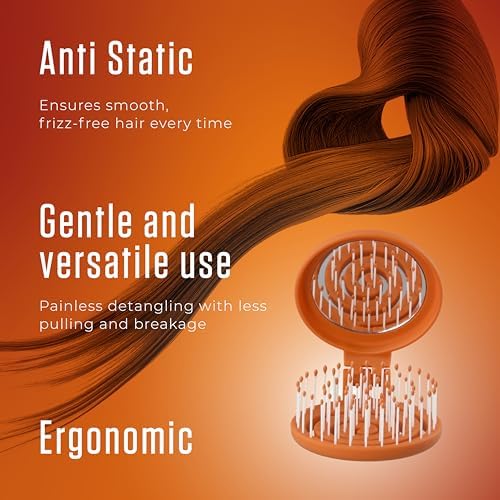 Mini Detangler Travel Hair Brush with Mirror, Makaron Hair Brushes for Women, Men and Kids, Unique 3D Flexible Design for All Hair Types, Styling Accessory, Travel Essentials for Women (DARK ORANGE) - Image 4