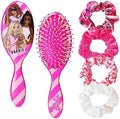 Barbie Hair Accessory 5 Pcs Set - 1 Regular 9 inch Hairbrush & 4 Scrunchies - Detangling Brush Elastic Hair Ties Ropes, Ages 3+ by LUVHERKIDS