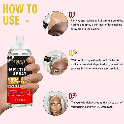 Lace Melting Spray Glue-Less Hair Adhesive for Wigs, Bond Wig Closure Front Extensions, Wigs Natural Finishing Hold Protect Edge Kit - Image 6