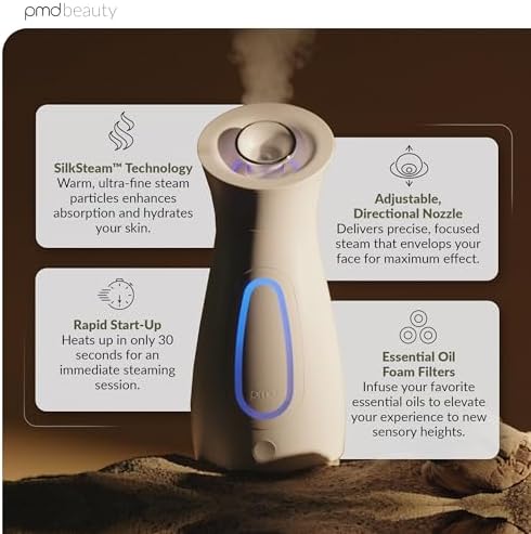 PMD SilkSteam Pro - Spa-Grade Facial Steamer with SilkSteam Technology - Rapid Start-Up - Adjustable, Directional Nozzle - Essential Oil Filters - Dewy, Hydrated Glow - Image 2