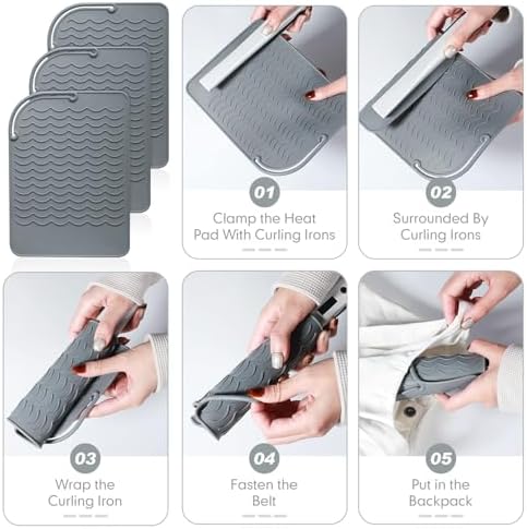 Flat Iron Heat Resistant Silicone Mat for Curling Iron, Hair Straightener Pad, Sleeve, Travel Case and Other Styling Tools, for Counter, 9 x 6.5 in, Gray - Image 5