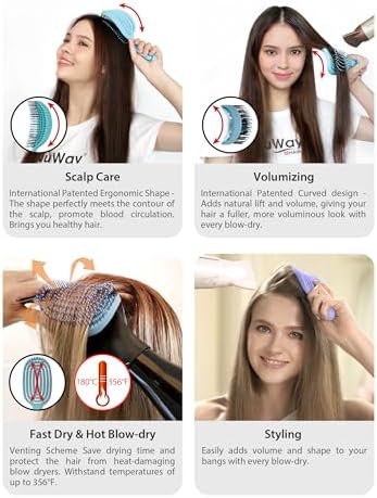 NuWay® DoubleC PRO® Patented Scalp Care Hair Brush – Double Curve Design for Scalp Massage, Professional Blow-Dry Styling, Wet & Dry Hair, All Hair Types (Red) - Image 5