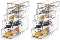 Hair Accessory Organizer, Plastic Clear Hair Tie Storage Box with 5 Drawers, Hair Accessories Container Makeup Organizer Jewelry Holder for Bathroom, Closet Desk, Office (Pack of 2) by Acshio