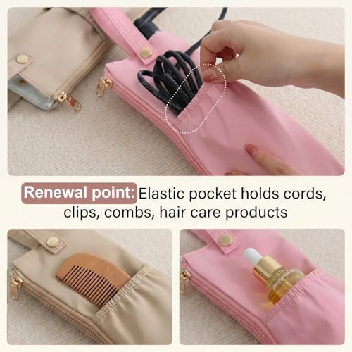 2PCS 2-in-1 Hot Tool Mat & Holder, Heat Resistant Curling Iron Holder, Portable Flat Iron Storage Organizer with Hanging Loop & Accessory Pocket for Bathroom, Vanity, Travel - Image 4