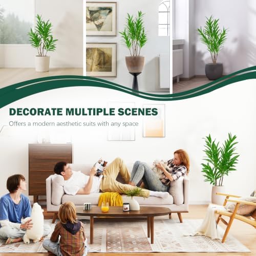 3.3FT Artificial Dracaena Plant, Faux Lucky Bamboo Tree with 6 Trunks - Image 7