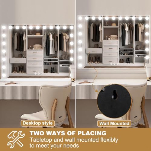 Moonee Vanity Mirror with Lights, Hollywood Lighted Makeup Mirror with 23 Dimmable Bulbs and 10X Magnification, 3 Colors Modes, Light Up Mirror, Gifts for Women, Girls,Dorm Room Essentials（44" x 30"） - Image 7