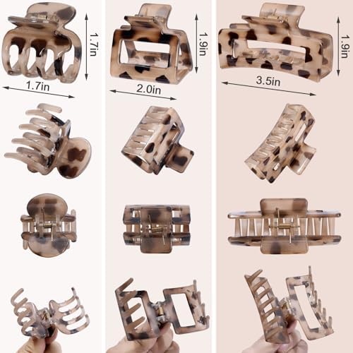 SMKSL 12 Pcs Hair Claw Clips for Women - 3 Styles Tortoise Hair Accessories - Image 2