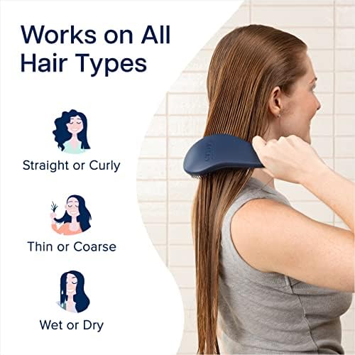 Crave Naturals Glide Thru Detangling Hair Brush for Adults and Kids - Detangler Hairbrush for Curly or Straight, Wet or Dry Hair - Gentle on Tangles Comb - Navy Blue and Blue Cheetah (Pack of 2) - Image 4