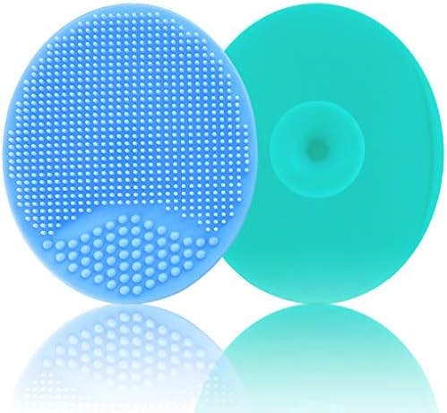 Baby Bath Brush, Baby Cradle Cap Brush, Silicone Massage Brush, Silicone Scrubbers Exfoliator Brush, Baby Skin Scrubbers for Dry Skin and Cradle Cap (Large-Blue & Green) by MR+LION