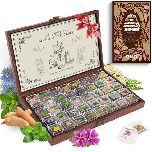Lush&Dew Ancestral Apothecary Medicinal Tea Herb Seed Chest, Gardening Gift by LUSHDEW