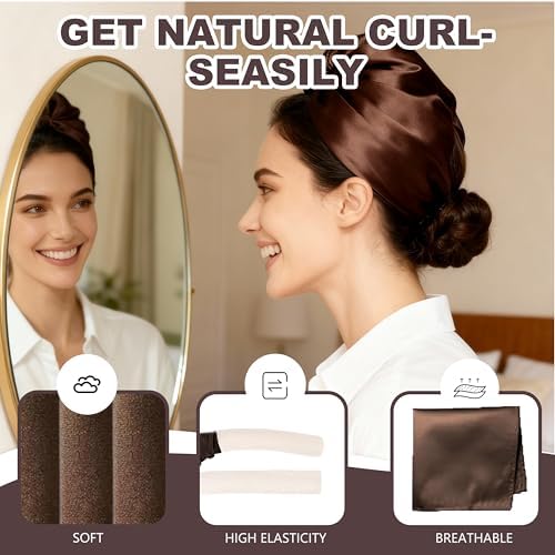 4pc Heatless Curls Overnight Hair Curlers - 4 Pcs No-Heat Curling Rod to Sleep In and Shower Cap,Velvet Hair Rollers with Satin Wrap (new packaging) - Image 5
