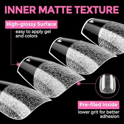 UNA GELLA Short Coffin Nail Tips 216pcs/12 Sizes Soft Gel Tips - Image 7