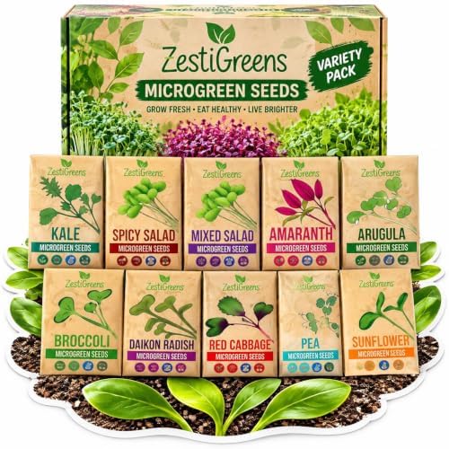 Microgreen Seeds - USA Premium 10 Variety Seeds Pack by ZESTIGREENS