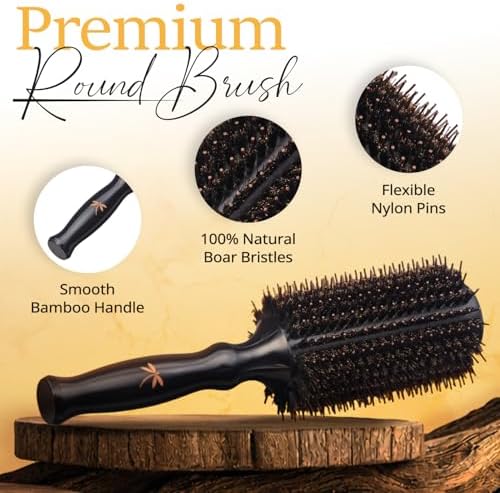 Belula Boar Bristle Round Brush for Blow Drying, Large 1.5 -Inch Barrel - Image 4