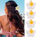 GQLV Hair Clip, 4 Count White Flower Claw Clips for Thick/Thin Hair, Strong Hold Nonslip Hair Clips, Tropical Hair Accessories for Women Girls, Hawaiian Holiday Gifts by Firstchoiceforqualitylife