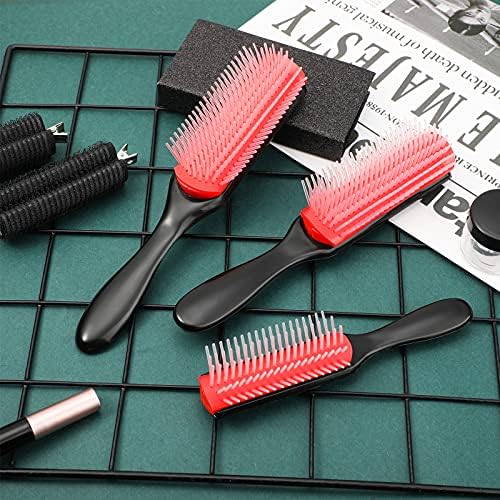 Patelai 3 Sizes Nylon Cushion Hair Brush 9-Row 5-Row, Red Black - Image 2