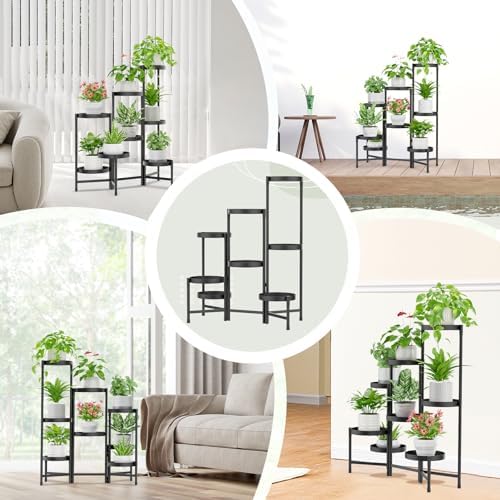iDavosic.ly Plant Stand Indoor Outdoor, 8 Tier Metal Corner Shelf, Black - Image 5