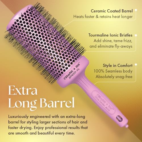 Olivia Garden Ceramic + Ion Speed XL - Extra-Long Round Thermal Hair Brush - Not Electrical - Professional Blowout Brush for Normal to Thick Hair - Image 3