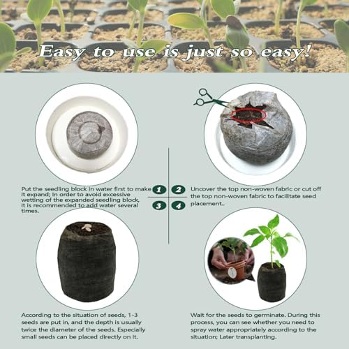 56 Pcs 30mm Peat Pellets Seed Starter Soil,Peat Pellet Fiber Soil, Seed Starter Peat Pellets Pods for Seedlings,Garden Planting Herb Flower Vegetables,Easy to Transplant and Planted - Image 3