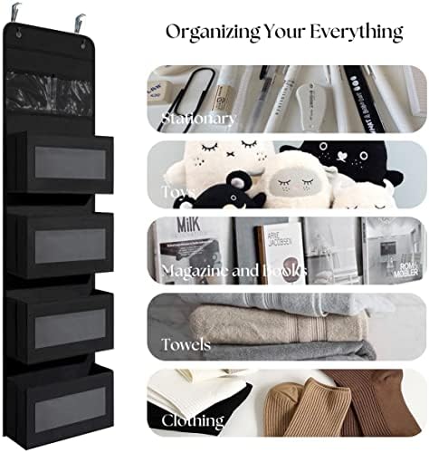 GCreation Over Door Organizer for Bedroom Bathroom Pantry, 5 Shelf Black - Image 5