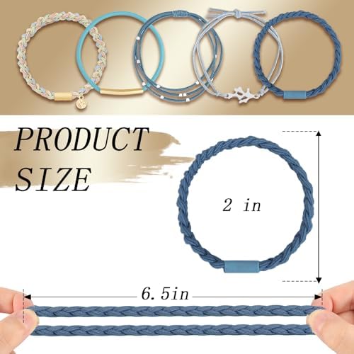 KANPRINCESS 5 Pcs Boho Hair Ties, Bracelet Hair Bands for Women Girls - Image 2