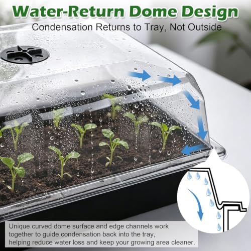 RooTrimmer 8-Pack Seed Trays with 4" Humidity Dome, Water-Return Design - Image 2