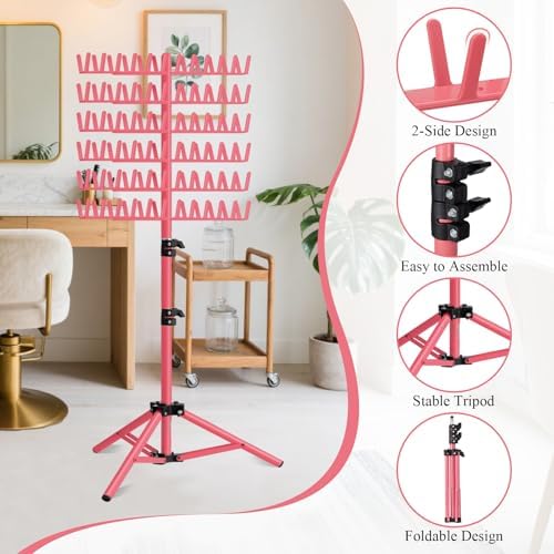 Braiding Hair Rack, 144 Pegs Braiding Rack Stand for Hair, 2-sided Height Adjustable Standing Hair Extension Holder with Stylist Hair Braiding Tools - Image 5