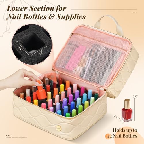 YOREPEK 2 Layer Nail Polish Organizer Case for 42+ Bottles (15ml/0.5 fl.oz) - Image 3