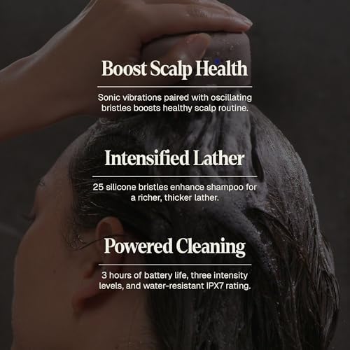 Black Wolf Sonic Scalp Scrubber - Hair & Scalp Scrub Brush, Taupe - Image 3