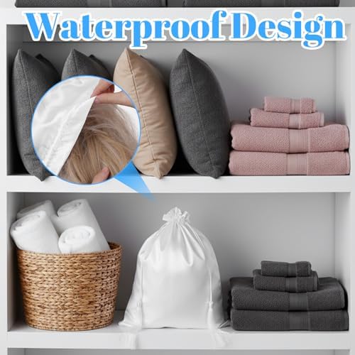4Pcs Wig Storage Bags,Satin Wig Bag with Drawstring Tassel Silk Hair Bag Wigs Storage for Multiple Wigs,Bundles,Hair Extensions (White) - Image 3