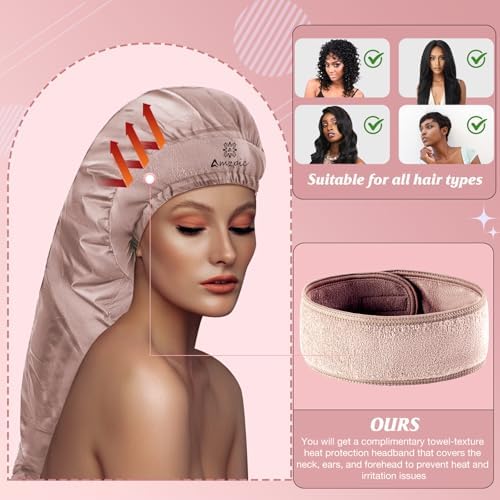 Bonnet Hair Dryer Attachment - Bonnet Hood Dryer with Headband that Reduces Heat Around Ears and Neck, Use for Hair Styling, Hair Drying, Curling and Deep Conditioning (Extended Version, Pink) - Image 2