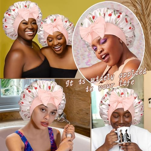 CHLINS Double Layer Satin Bonnet for Sleeping, Hair Bonnet for Curly Hair - Image 7