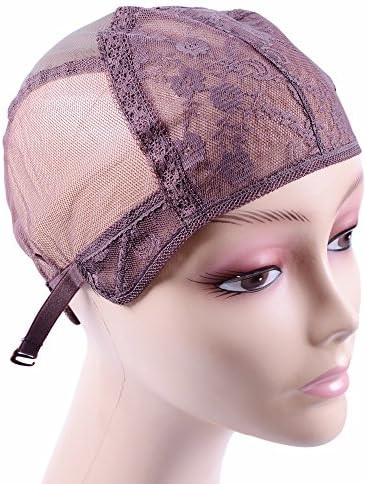 YANTAISIYU Double Lace Wig Caps for Making Wigs with Adjustable Strap on the back Weaving Hairnets Swiss Lace Wig Cap(Brown XL 58cm) - Image 6