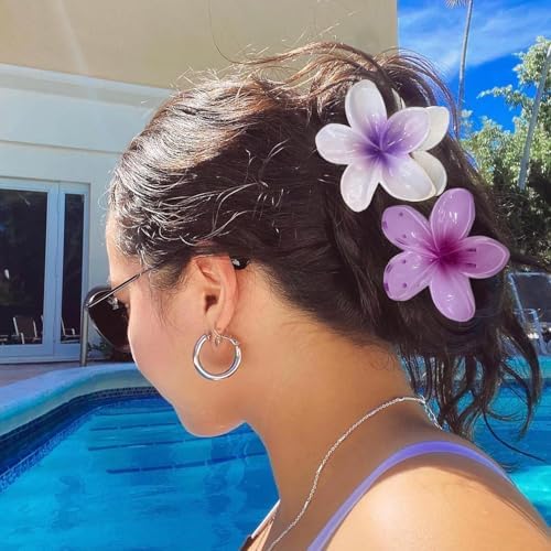 GQLV Flower Hair Claw Clips-4PCS Large Claw Clips for Thick/Thin Hair Claws,Strong Hold Nonslip Cute Hair Clips for Women Girls,Hawaiian Hair Accessories Holiday Gifts - Image 3