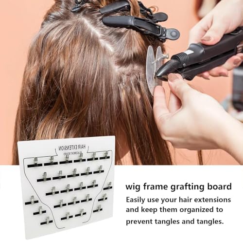 Extension Holder - Acrylic Hair Extension Organizer, Styling Hair Separator Board | Hair Tinsel Storage Plate with Clip for Wig Grafting, Sectioning, and Display for Home & Salon Use - Image 2