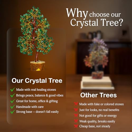 YATSKIA Green Aventurine Crystal Tree, Birthday Gifts for Women, Mom & Friends, Handmade Gem Tree of Life, Boho Room, Shelf & Office Desk Decor, House Warming Gifts - Image 6