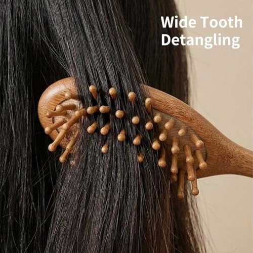 Sandalwood Scalp Massage Comb, Double-Sided Wooden Hair Brush - Image 5