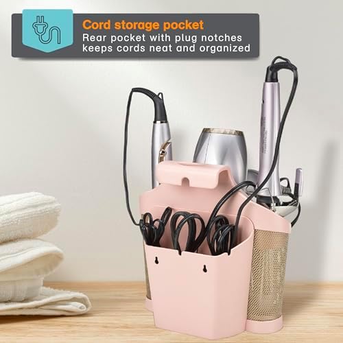 Polder Style Station, Hair Tool Organizer for Hair Dryer, Curling Iron, and Hair Straightener, Easy-to-Store Hair Styling Station, Blush and Bronze - Image 4