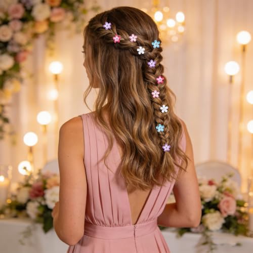 YISSION 20Pcs Mini Gradient Flower Rhinestone Hair Clips Women Girls - Image 4